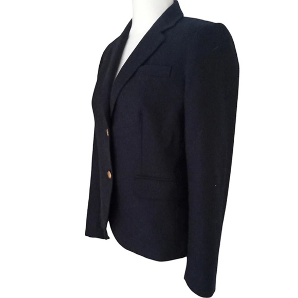 J. Crew Navy Blue Wool Blend School Boy Single Breasted Blazer Size 2 - Picture 3 of 10